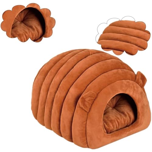 Ultra Weiches Katzenbett Katzenhausbett gemütliche halbvergängliche Katzennest Winter warmes Nest weiche Faltbare Schlafmatten Pad Cosy Kätzchen Cave,Brown Braun von COMOCE