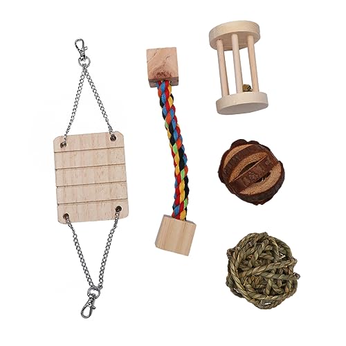 COMPUKAS 1 Satz 5 Stück Hamster -Set Nagetier Hamster-Plüschtier Jumbo Ausbildung Kauer nager Hamster Set Heimspielzeug für Hamster Haustier spielt Bälle Bambus von COMPUKAS