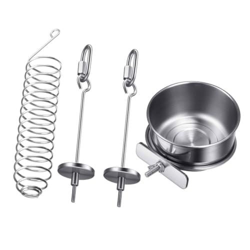 COMPUKAS 1 Satz Vogel liefert Hamster Tasse Wasservogel Käfig-Feeder Fänger Große Papageiensitzstangen für Käfige Bird Toys Papageifutter Vogelspielerei Rostfreier Stahl Silver von COMPUKAS