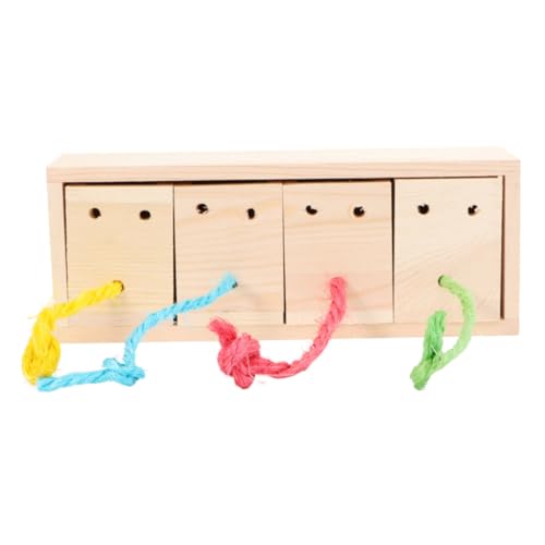 COMPUKAS 1Stück Papagei Lernspielzeug Holz Futtersuche Box Interaktives Vogelspielzeug für Papageien und Futterfeeder Bissbeständig Pädagogisches Zubehör für Innenhof und Käfig von COMPUKAS