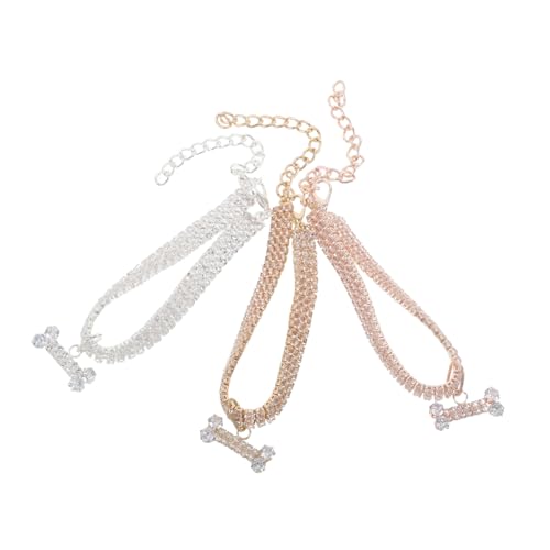 COMPUKAS 3 Stück Teiliges Haustierhalsband Verstellbar mit Strassbesetztem Knochenanhänger Hundekette für Kleine Hunde und Katzen Leichter für Alltag und Festtage COMPUKAS 3 Stück Teiliges Haustierhalsband Verstellbar mit Strassbesetztem Knochenanhänger Hundekette für Kleine Hunde und Katzen Leichter für Alltag und Festtage von COMPUKAS