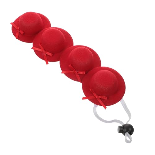 COMPUKAS 4 Stück Teiliges Miniatur Puppenhut Rote Mini Hüte für Basteln Partydeko Weinflaschen Cosplay Elastisch Stilvoll Langlebig Geeignet für DIY Bastelbedarf und Puppenfotografie von COMPUKAS