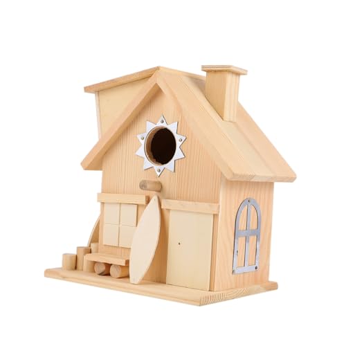 COMPUKAS Hängendes Vogelhaus Aus Holz Für Draußen Rustikale Für Wildvögel Zur Aufzucht Nistplatz Garten von COMPUKAS