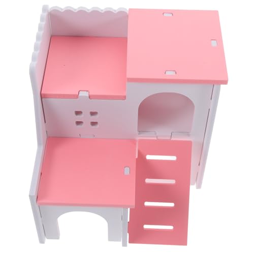 COMPUKAS Hamsterhaus Kleintierversteck Spielhaus Hamster Versteck Spielplattform Kleintierhütte für Zwerghamster Mäuse und Kleine Nagetiere Rosa Mediterranes Design von COMPUKAS