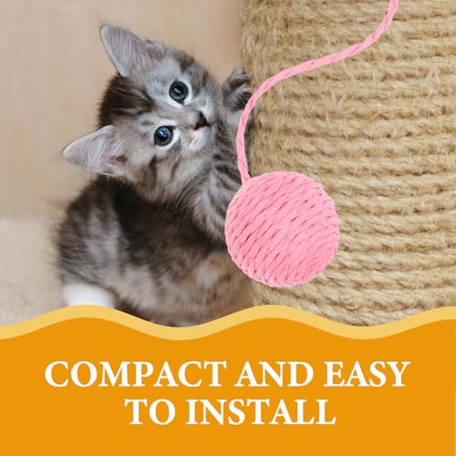 COMPUKAS Katzenspielzeug mit Sisal Seil für Kratzbäume Interaktives Kauen Zubehör für Wohnungskatzen Ersatz für Katzenkratzmöbel Rosa von COMPUKAS