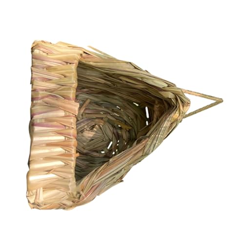 COMPUKAS -, Handgewebtes Vogelnest Aus Stroh, Dreieckiges Gras, Vogelhäuser, Hängendes Vogelkäfig-zubehör Für Draußen, Schlafplatz, Taschenfinken, Kanarienvogelhütte von COMPUKAS