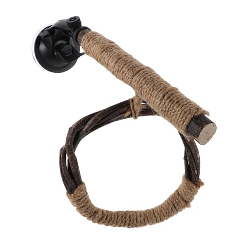 COMPUKAS Papageienstange Aus Holz Mit Schaukel: Vogelspielset, Sitzstange Mit Saugnapf, Seilschaukel, Holzständer Mit Kauring Für Kleine Vögel Und Käfiglebensraum von COMPUKAS