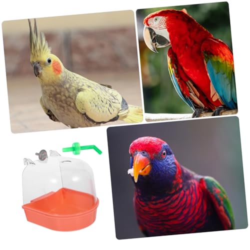 COMPUKAS Vogelbadewanne Käfig Zubehör aus Langlebigem Kunststoff mit Glatten Kanten Wiederverwendbar und Sicher Multifunktional für Wellensittiche und Papageien Praktische Vogelbadebox für von COMPUKAS