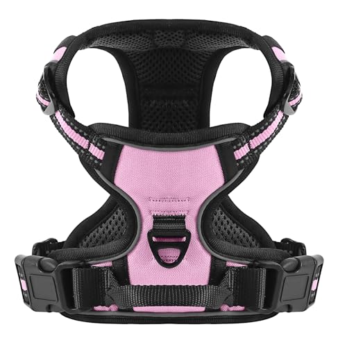 COMSLE Hundegeschirr No Pull Verstellbares weiches gepolstertes Hundegeschirr, Rosa M von COMSLE