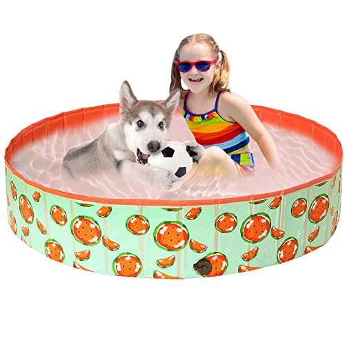 COMSLE Hunde-Planschbecken aus Hartplastik für Hunde, Faltbarer Hundepool groß mit verbessertem PP-Board, Welpen-Badepool für Garten, Terrasse, Badezimmer (120 x 30 cm) von COMSLE