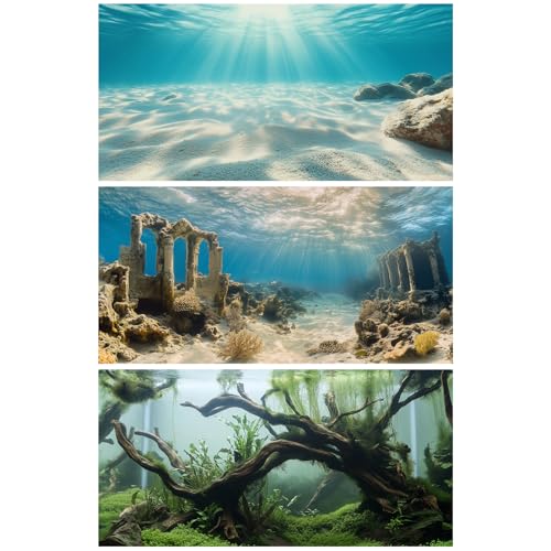 COMSUN Aquarium-Hintergrund, 91,4 x 45,7 cm, Polyester, Hintergrund für Aquarien, Stoffhintergrund, Unterwasserruinen, Boden-Sonnenschein und Baumzweige Wasserpflanzen, 3 Stück COMSUN Aquarium-Hintergrund, 91,4 x 45,7 cm, Polyester, Hintergrund für Aquarien, Stoffhintergrund, Unterwasserruinen, Boden-Sonnenschein und Baumzweige Wasserpflanzen, 3 Stück von COMSUN