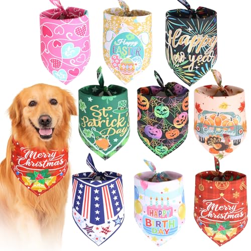 COMSUN Hundehalstücher aus Polyester, für Jungen und Mädchen, waschbar, Urlaubsmuster, 9 Stück COMSUN Hundehalstücher aus Polyester, für Jungen und Mädchen, waschbar, Urlaubsmuster, 9 Stück von COMSUN