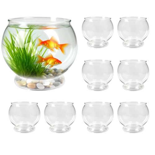CONEHOY 9-teiliges Fischglas, 18 x 16 cm, transparent, Kunststoff, 2,8 l, rund, Desktop-Aquarium, Mehrzweck-Goldfischschale für Zuhause, Büro, Party, Gastgeschenke, Schildkröte, Goldfisch CONEHOY 9-teiliges Fischglas, 18 x 16 cm, transparent, Kunststoff, 2,8 l, rund, Desktop-Aquarium, Mehrzweck-Goldfischschale für Zuhause, Büro, Party, Gastgeschenke, Schildkröte, Goldfisch von CONEHOY