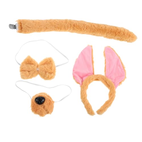 CONGARTENO Hundekostüm Braune Hundeohren Haarreif mit Kuscheliger Plüschnase und Flexibler Kopfband Hundekostüm für Jungen Mädchen Bequemes Accessoire für Geburtstag Party Karneval Halloween von CONGARTENO