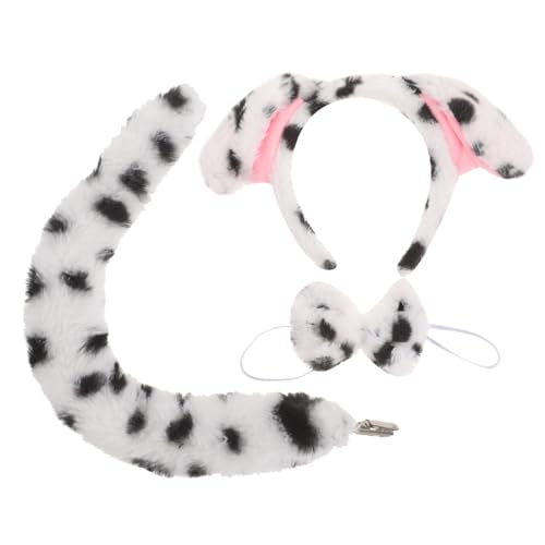 CONGARTENO Plüsch Hund Ohren Stirnband Set mit Fliege und Kuscheliges Cosplay Zubehör für Tierparty Leichte Bequeme Kopfbedeckung für Hunde und für Fotos und Rollenspiele von CONGARTENO