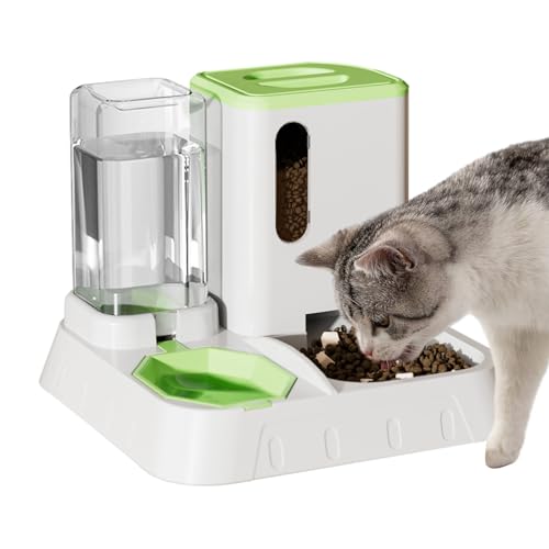 Automatischer Katzenfutterspender, Automatische Futterspender für Katzen | 2-in-1-Futter- und Wasserspender, transparent, automatisch,Rutschfestes Futterzubehör für Haustiere mit großer Coobaa von COOBAA