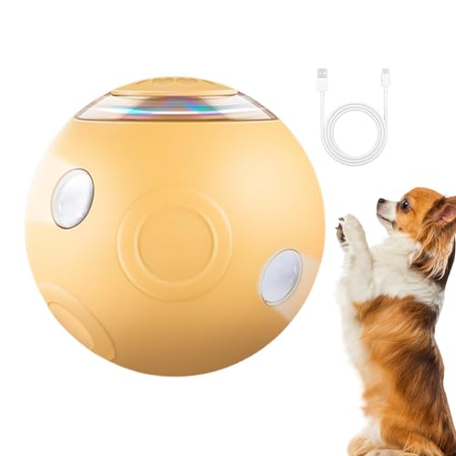 COOBAA Interaktiver Hundespielzeugball - Automatisch rollender Ball mit Blitzlichtern,Wiederverwendbarer automatischer Rollball für Haustiere, Katzen und kleine bis mittelgroße Hunderassen von COOBAA