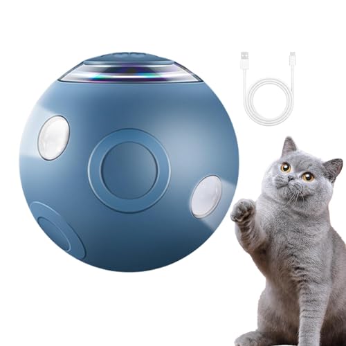 COOBAA Interaktives Hundeballspielzeug, Intelligentes interaktives Hüpfspielzeug mit Licht, Automatisch rollender Ball, wiederverwendbarer rotierender Hüpfball für kleine und mittelgroße Hunde von COOBAA
