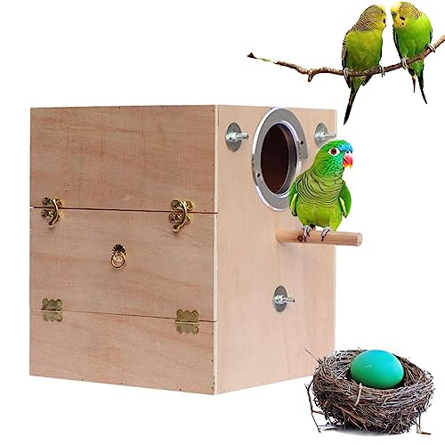 Papageiennest-Zuchtbox, Vogelhaus, Wellensittich-Zuchtbox aus Holz, Zuchtbox aus Holz für Turteltauben, Nymphensittiche, Tauben, Wellensittiche, Sittiche, Papageien Coobaa von COOBAA