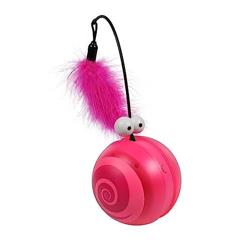 COOCKOO, Katzenspielzeug Flip 12,2 x 12,2 x 13,1 cm, Rosa, interaktiver Ball mit blinkenden LED-Lichtern, mit oder ohne Vogelgeräusch, mit Timer, die Glocken fördern das Spielen von COOCKOO