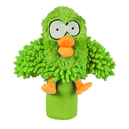 COOCKOO, Lustiges Spielzeug mit Kunststoffflasche und Squeaker Oohoo Grün, Fluffy weich und gepolstert, aus Plüsch, Mikrofaser und langlebigem Neopren, die Kunststoffflasche kann ersetzt Werden von COOCKOO
