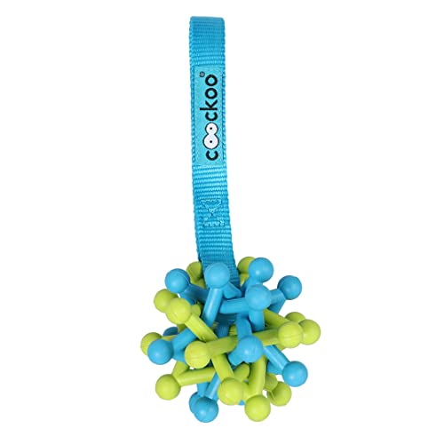 COOCKOO, Zane Hundespielzeug Limette, Blau/Grün, 6 Ringe in Form eines Balls, mit Flacher Gürtelschnalle, hilft bei der Reinigung der Zähne, lustiges Design für noch mehr Spaß von COOCKOO