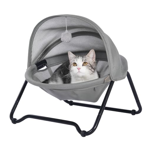COODIA Katzenbett, Katzen-Hängematte, freistehend, erhöhtes Haustier-Hängemattenbett, kleines Hundebett mit abnehmbarem, waschbarem Netz, zum Schlafen von Haustieren bis zu 9 kg, Couch für drinnen von COODIA
