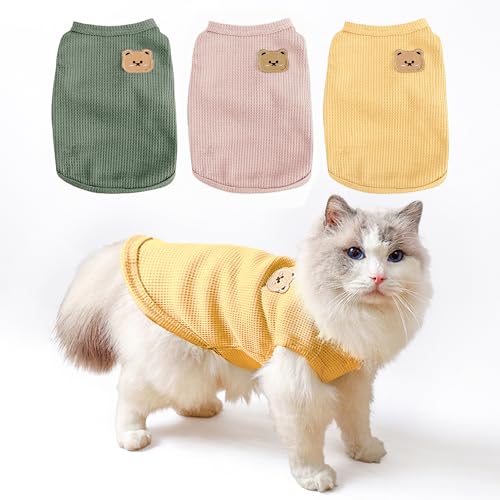 COOHAMS 3er-Pack Shirts für Katzen, kleine und mittelgroße Hunde, Waffelstrick, Welpenhemden, leicht, atmungsaktiv, dehnbar, Haustierkleidung, ärmelloses T-Shirt, Geschenk für Katzen und Hunde (3 COOHAMS 3er-Pack Shirts für Katzen, kleine und mittelgroße Hunde, Waffelstrick, Welpenhemden, leicht, atmungsaktiv, dehnbar, Haustierkleidung, ärmelloses T-Shirt, Geschenk für Katzen und Hunde (3 von COOHAMS