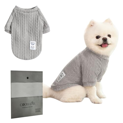 COOHAMS Pullover für kleine Hunde, Winter-Strick-Sweatshirt für Haustiere und Kätzchen, Welpenkleidung für Chihuahua, Dackel, Yorkie, Frenchie, italienische Windhunde, Reingrau, Größe M COOHAMS Pullover für kleine Hunde, Winter-Strick-Sweatshirt für Haustiere und Kätzchen, Welpenkleidung für Chihuahua, Dackel, Yorkie, Frenchie, italienische Windhunde, Reingrau, Größe M von COOHAMS