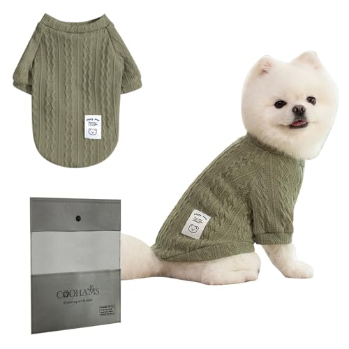 Pullover für kleine Hunde, Winter-Strick-Sweatshirt für Haustiere und Kätzchen, Welpenkleidung für Chihuahua, Dackel, Yorkie (Frühling, Reingrün, XL) von COOHAMS