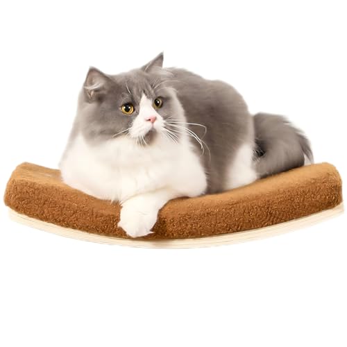 COOLEX Katzen-Wandregale, Wandmontage, geschwungene Katzenregale und Sitzstangen für die Wand, schwimmendes Katzen-Wandbett, Katzenregal mit bequemem Katzenkissen von COOLEX