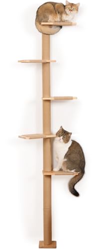COOLEX Katzenbaum mit 5 Ebenen, vom Boden bis zur Decke reichender Kratzbaum, Spielerische Wandkletterregale für Katzen, ideal für Kätzchen zum Klettern, Kratzen und Ausschauen, Wildsimulationsdesign von COOLEX