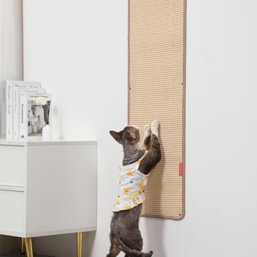 Coolex 170 x 33 x 0,8 cm verdickter Katzen-Wandkratzer, Teppich, Katzenkletterwand, langlebige Katzenwandmöbel, hoher Katzenkratzbaum, Wandkratzer für Indoor-Katzen, Couch-Sofa-Schutz (braun) von COOLEX