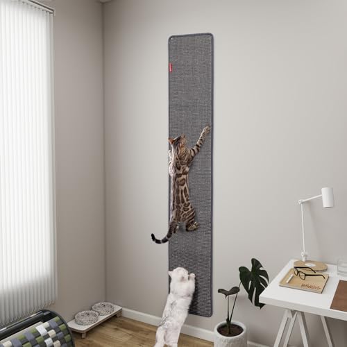 Coolex 170 x 33 x 0,8 cm verdickter Katzen-Wandkratzer, Teppich, Katzenkletterwand, langlebige Katzenwandmöbel, hoher Katzenkratzbaum, Wandkratzer für Indoor-Katzen, Couch-Sofa-Schutz (grau) von COOLEX