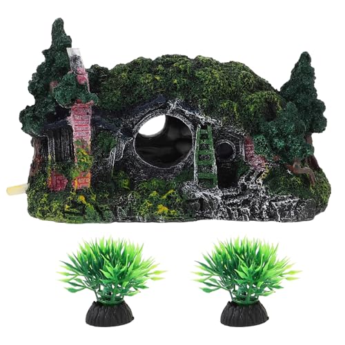 COOLHIYA 1 Set Aquarium-Hausdekor, Harzschloss mit Pflanzendekorationen, Versteck für Betta-Fische, Versteckhöhle für Süß- und Salzwasserfischtanks COOLHIYA 1 Set Aquarium-Hausdekor, Harzschloss mit Pflanzendekorationen, Versteck für Betta-Fische, Versteckhöhle für Süß- und Salzwasserfischtanks von COOLHIYA