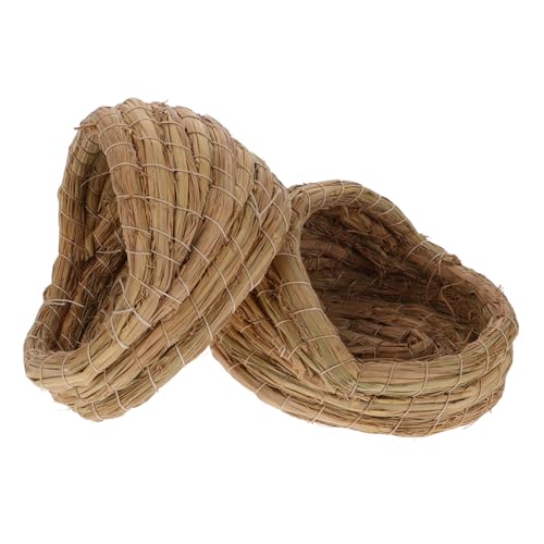 COOLHIYA 2 Stück Woven Nest für Kleintiere aus Natürlichem Stroh als Schlafhaus für Hühner Bietet Wärme und Leicht zu Reinigen von COOLHIYA