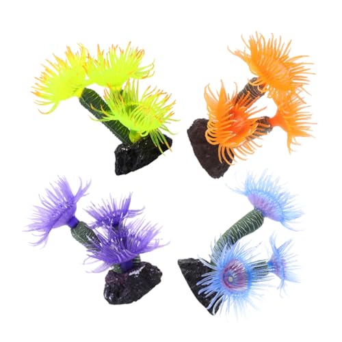 COOLHIYA 4 Stück Resin Dekoration für Aquarien Falsche Korallenpflanzen für Süßwasser und Meerwasseraquarien Verbessert die Ästhetik Fischbeckens von COOLHIYA