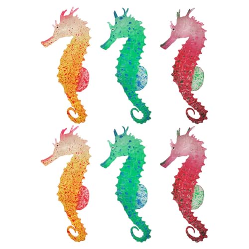 COOLHIYA 6 Stück leuchtende Seepferdchen-Figuren für Aquarien, leuchtende Silikon-Aquarium-Dekorationen, realistische schwimmende Ornamente für Wasserdekor und Heimdekoration COOLHIYA 6 Stück leuchtende Seepferdchen-Figuren für Aquarien, leuchtende Silikon-Aquarium-Dekorationen, realistische schwimmende Ornamente für Wasserdekor und Heimdekoration von COOLHIYA
