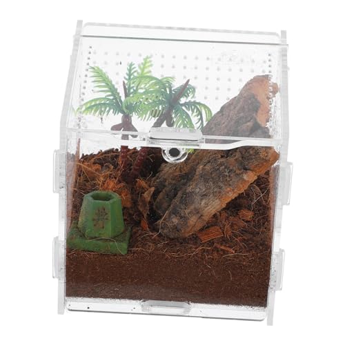 COOLHIYA Kleines Terrarium für Haustierspinnen Transparentes Sicheres Zuchtgehäuse für Springspinnen Platzsparend für Zuhause Weiß von COOLHIYA