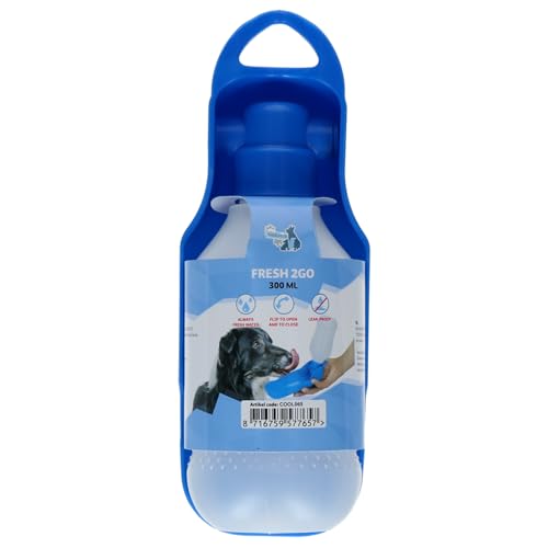 CoolPets Fresh 2GO Trinkflasche für Hunde -Wassertrinkflasche - Einfach zu tragen - Hundetrinkflasche für Unterwegs - Blau - 300ml von CoolPets