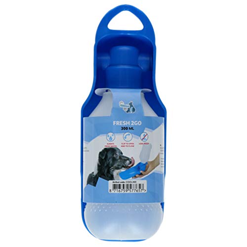 CoolPets Fresh 2GO Trinkflasche für Hunde - Wassertrinkflasche - Einfach zu tragen - Hundetrinkflasche für Unterwegs - Blau - 500ml von CoolPets
