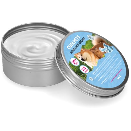 CoolPets Sunblock Creme SPF 30+ - Sonnencreme für Tiere - Sonnenschutz Hunde - Sonnencreme Katze - Hautpflege für Tiere - 24-Stunden-Schutz - 150 gr von CoolPets
