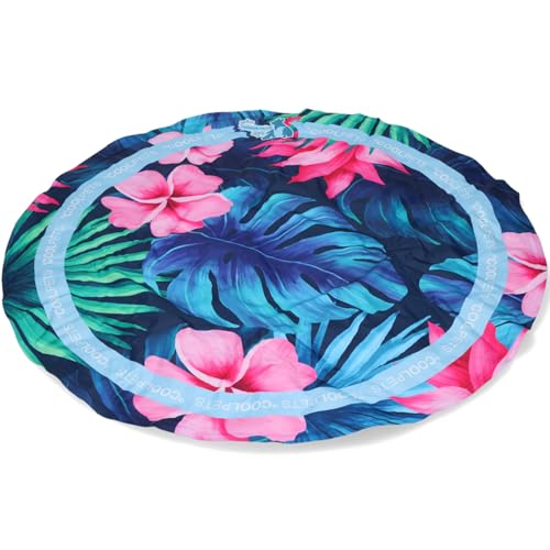 CoolPets Tropical Premium Kühlmatte - Geeignet für Hunde - rutschfest - Dicke Polyester-Außenschicht - Blumenmuster - ø 65cm von CoolPets