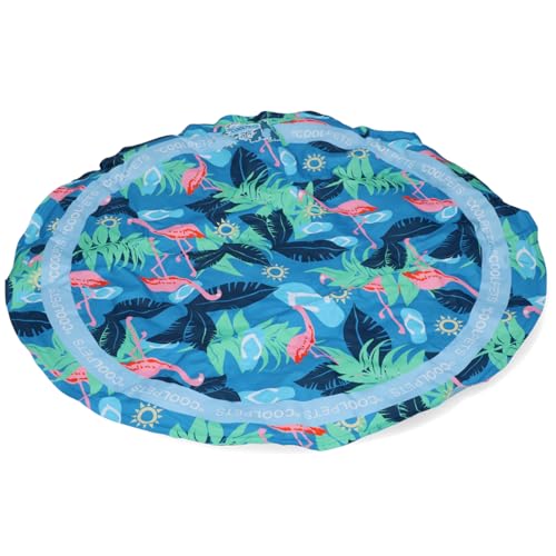 Coolpets Tropical Premium Kühlmatte - Geeignet für Hunde - rutschfest - Kühlung für Ihre Haustiere - Flamingo-Aufdruck - ø 60cm von Coolpets