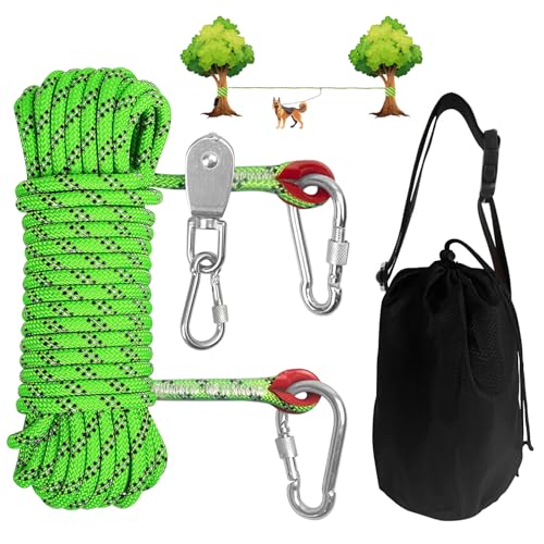 Dog Camping Essentials 15,2 m tragbares Überkopf-Trolley-System, Haustier-Camping-Leine für Hunde bis zu 90 kg, Hundeläufer für Hof, Grün Dog Camping Essentials 15,2 m tragbares Überkopf-Trolley-System, Haustier-Camping-Leine für Hunde bis zu 90 kg, Hundeläufer für Hof, Grün von COOLYARD