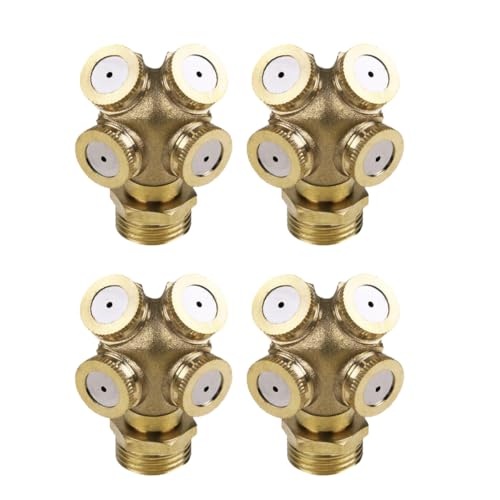 COOPHYA 4 Stücke 4 Loch Nebel Spray Düse Wasser Sprinkler Düsen Für Rasen Garten Messing Gewinde Garten Bewässerung Düsen Nebel Sprinkler von COOPHYA