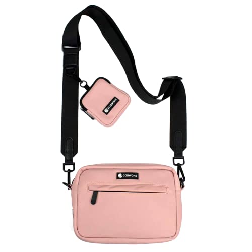 COOWONE wasserdichte Leckerlibeutel für Hunde, Dog Walking Bag, integrierter Kotbeutelspender, verstellbare Umhängetasche (Pink) von COOWONE