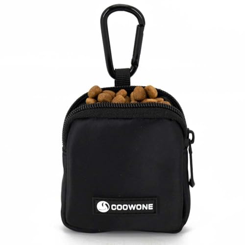 Wasserdichte Hundeleckerli-Tasche, Hundetrainings-Leckerli-Beutel, eingebauter Kotbeutelspender, verstellbare Schultertasche (schwarz) von COOWONE