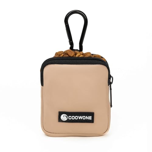 wasserdichte Leckerlitasche für Hunde, Leckerlitasche für Hundetraining, integrierter Kotbeutelspender, verstellbare Umhängetasche (Coffee Small) von COOWONE