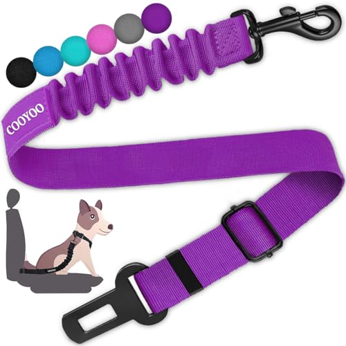 COOYOO Hunde-Sicherheitsgurt, einziehbares Hunde-Autogeschirr, Sicherheitsgurt für Auto, verstellbar, Nylon, Haustier-Sicherheitsgurte, strapazierfähig und elastischer Bungee-Puffer von COOYOO